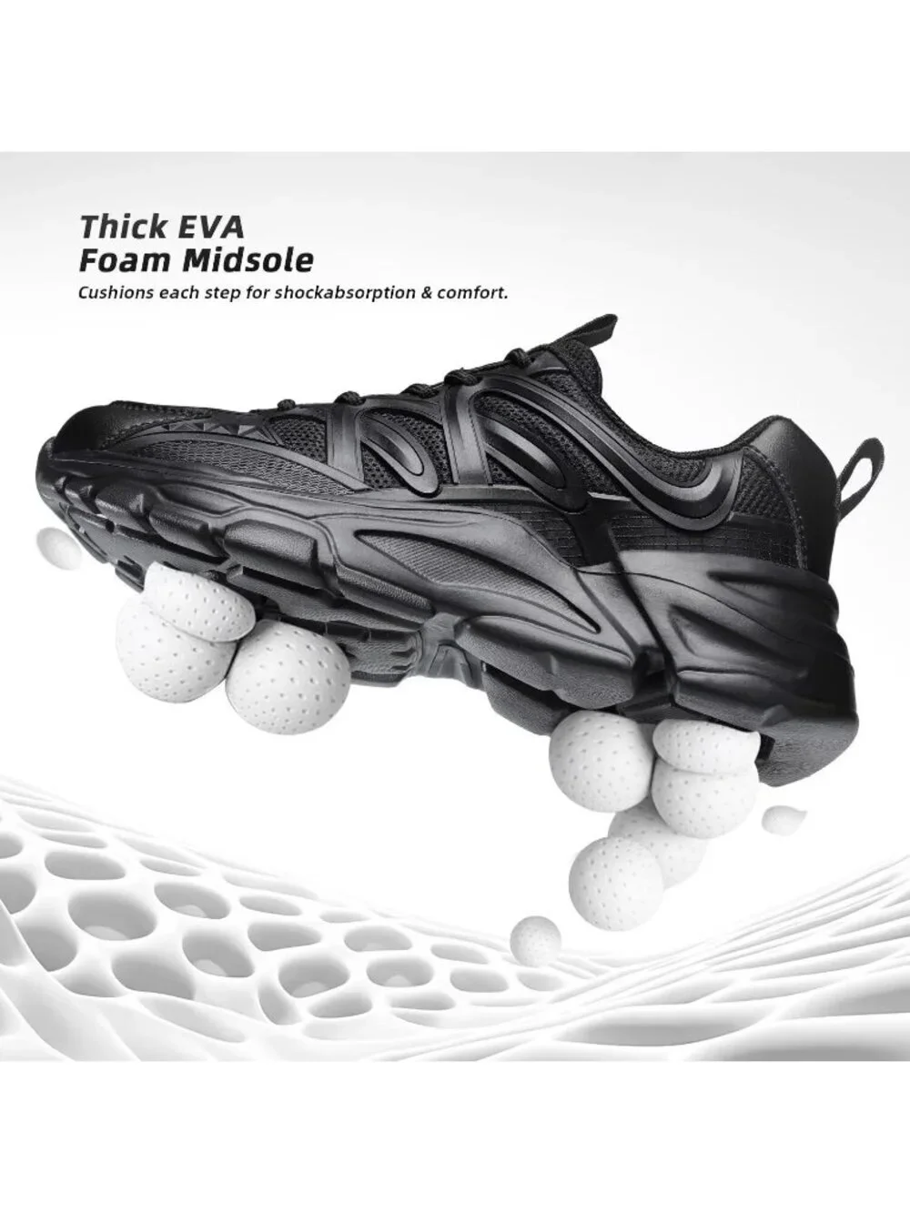 Women's Black Ladies Walking Comfor Breathable Soft Sole Tennis Sneaker Shoes